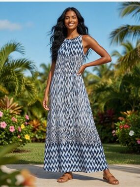 Soho Apparel Blue & White Maxi Dress